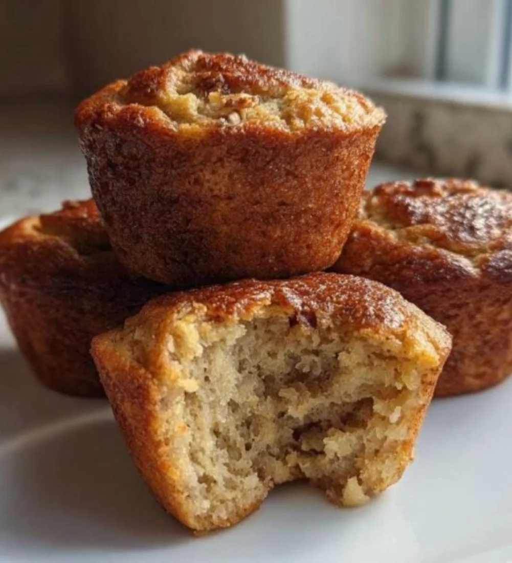 Delicious 1-bowl banana protein muffins fresh out of the oven