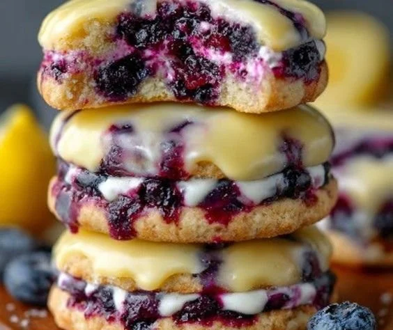 Blueberry Lemon Cookies fresh out of the oven, topped with zest and berries.