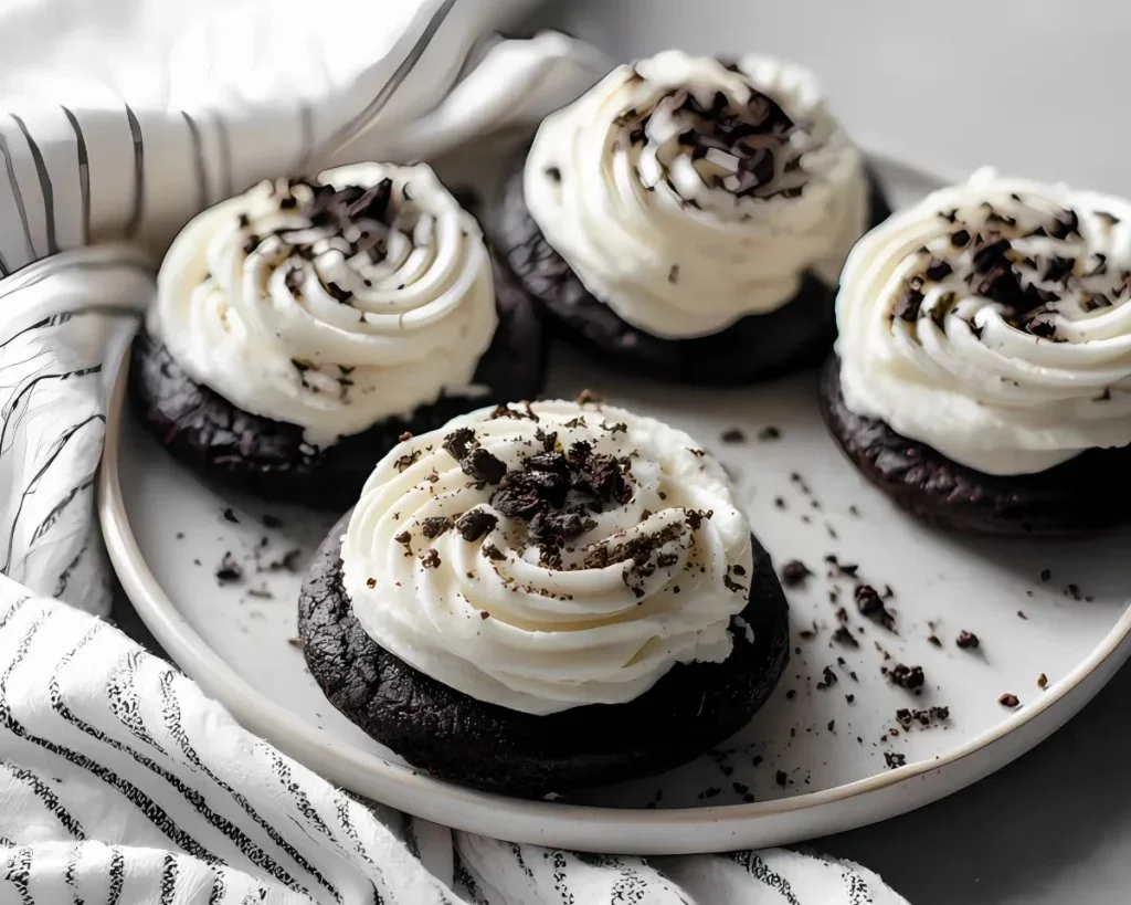 Chocolate Oreo Crumble Cookie with chocolate chunks and Oreo crumble topping