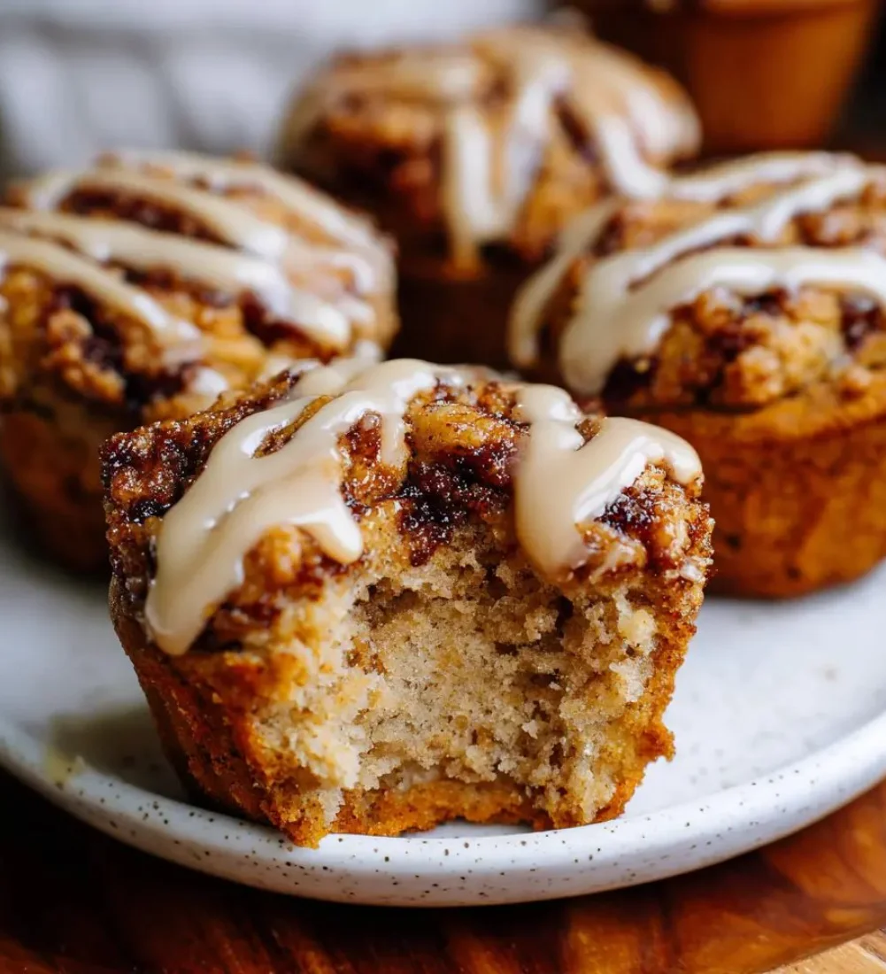 Delicious cinnamon roll protein muffins ready to be enjoyed for breakfast.