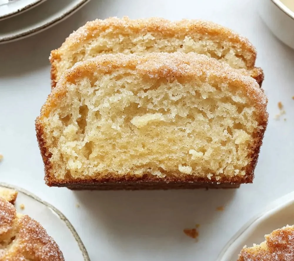 Freshly baked Cinnamon Sugar Donut Bread with a warm cinnamon topping