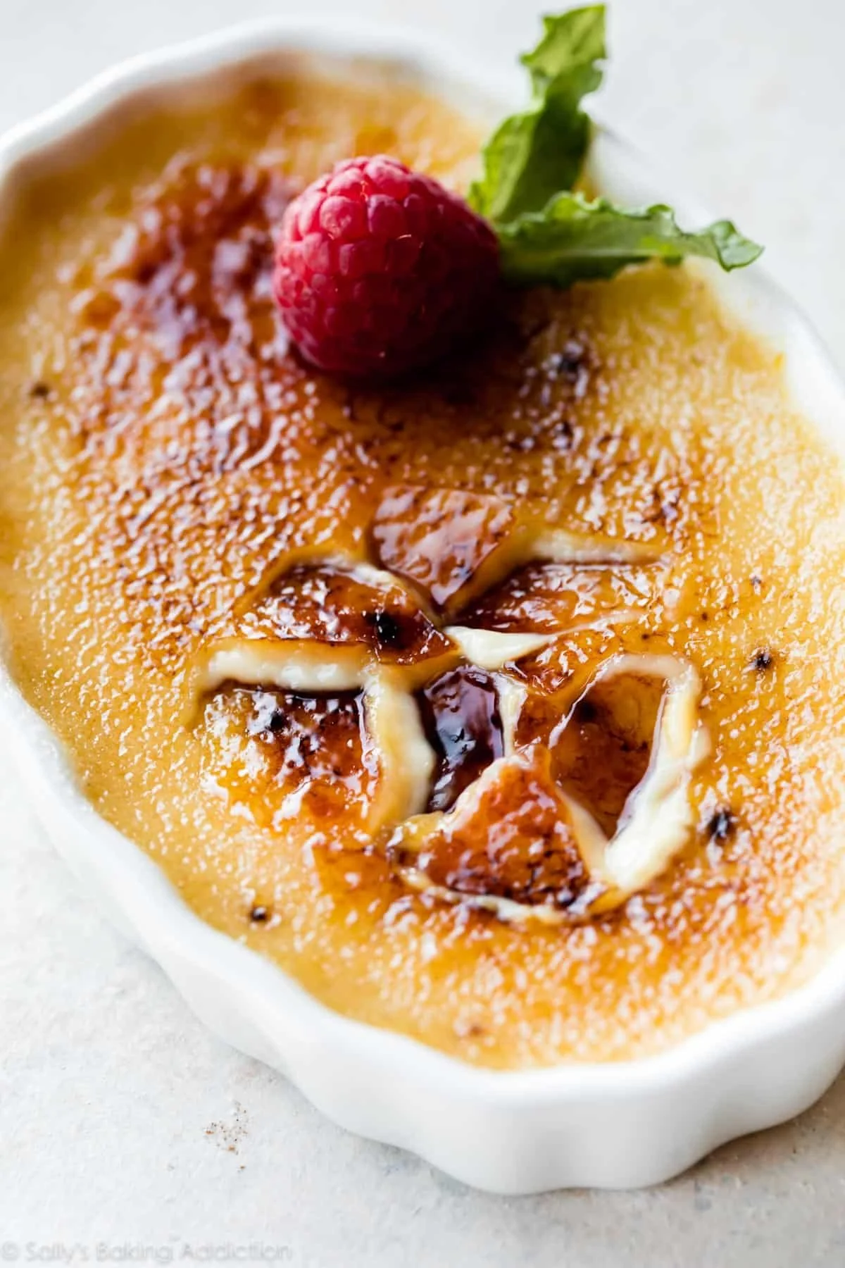 Delicious easy Crème Brûlée with caramelized sugar on top.