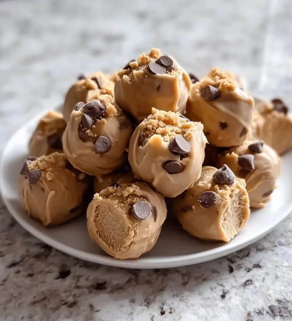 Frozen Greek yogurt peanut butter bites on a plate