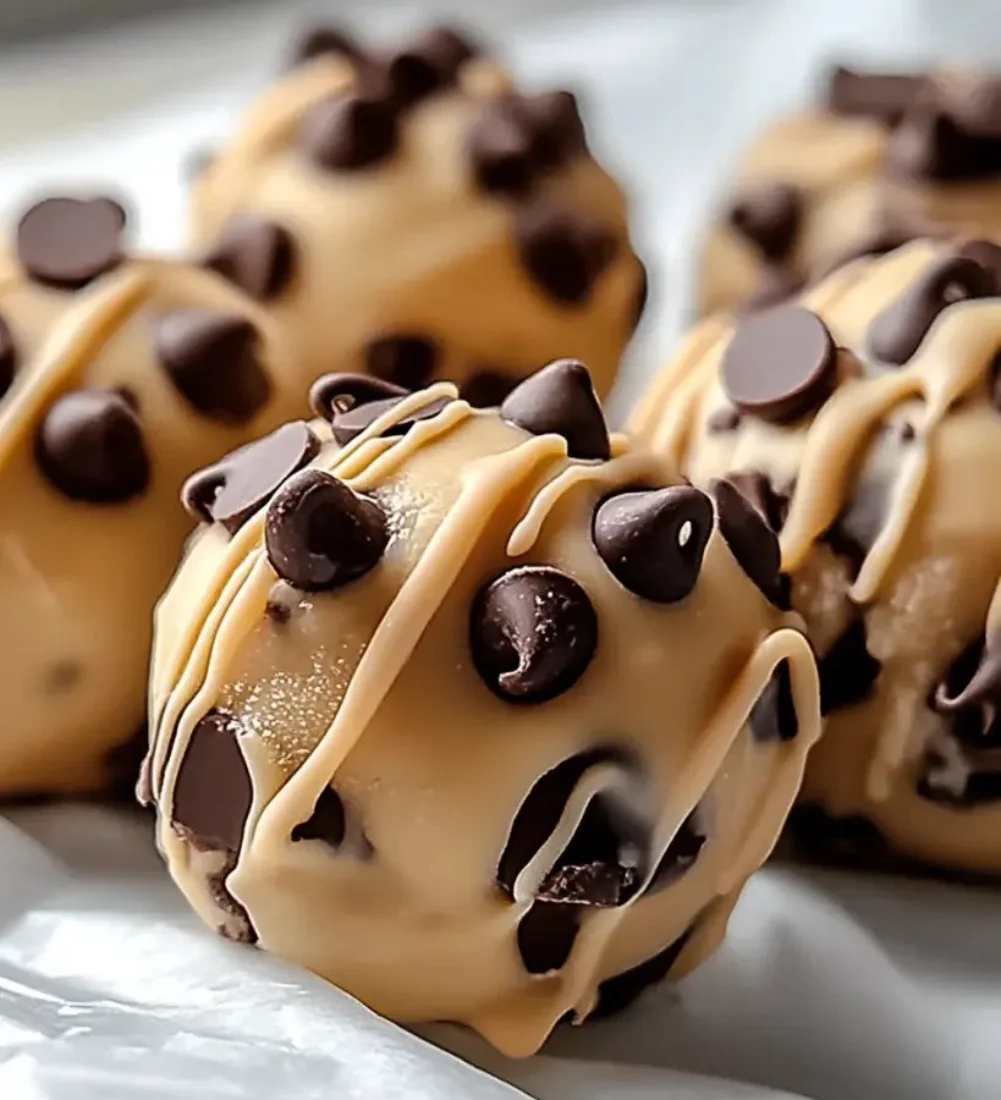 Frozen Greek yogurt peanut butter bites with chocolate chips