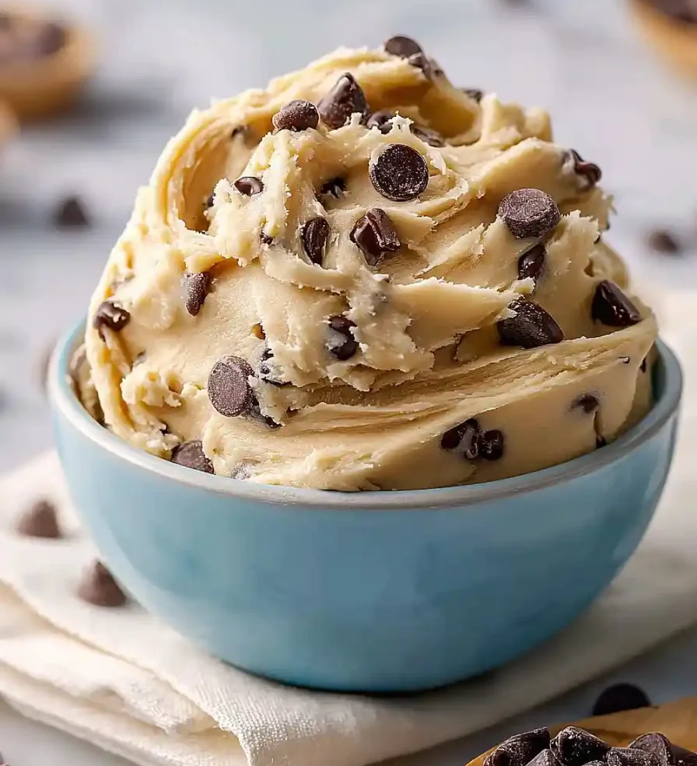 Gluten-free Greek yogurt cookie dough with chocolate chips on a baking sheet