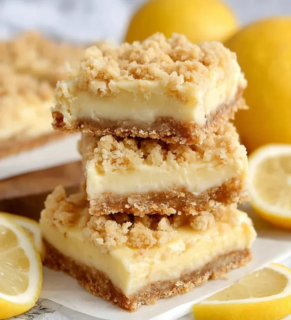 Delicious homemade lemon crumb bars topped with crumbly, buttery topping
