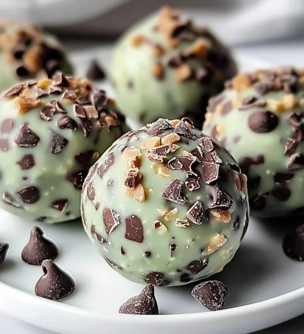 Mint Chocolate Chip Protein Balls, healthy protein snack filled with chocolate mint flavor