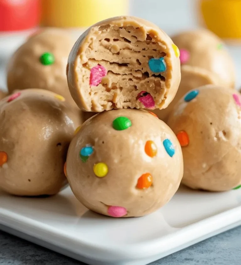 No Bake Cake Batter Protein Balls ready to enjoy as a healthy snack