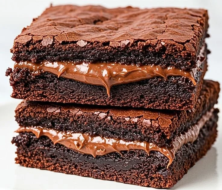 Delicious Nutella Brownies with a fudgy texture and rich chocolate flavor.