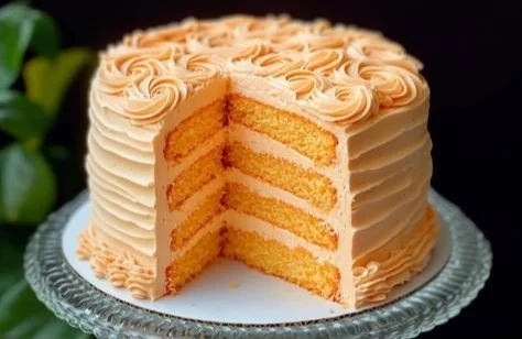 Slice of Orange Velvet Cake with Orange Cream Cheese Frosting