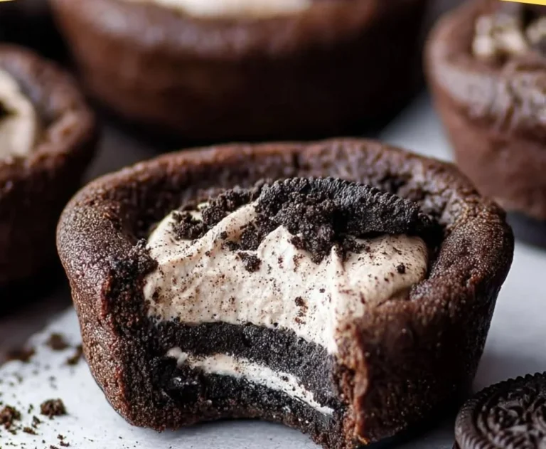 Delicious Oreo Cheesecake Cookie Cups with chocolate cookie crust and creamy filling