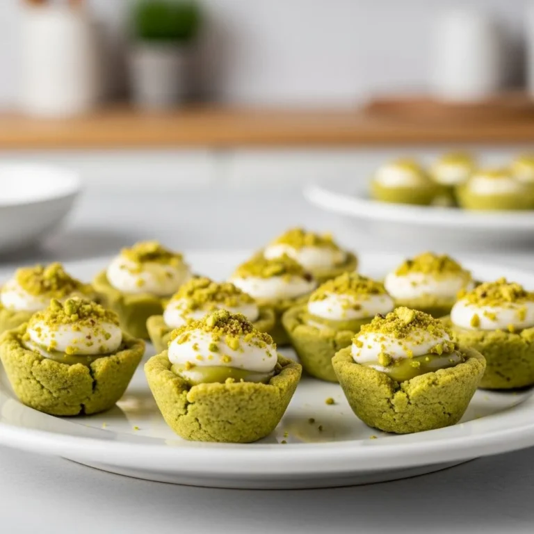 Delicious pistachio cookie cups filled with creamy frosting