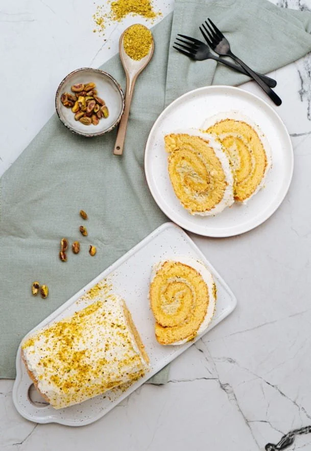 Pistachio Lemon Roll Cake