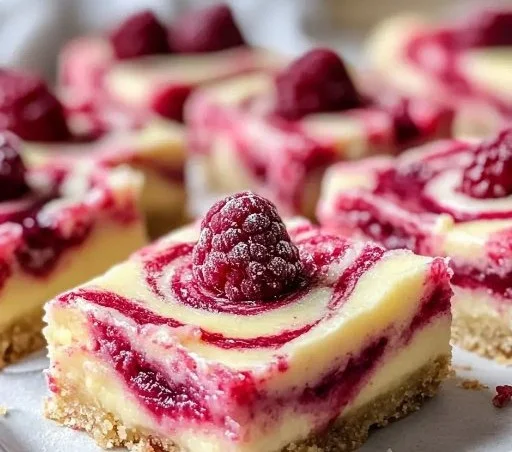 Delicious lemon raspberry swirl bars baked to perfection