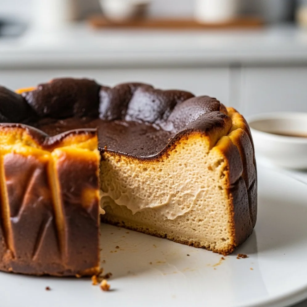 Vietnamese Coffee Basque Cheesecake with rich coffee flavor and creamy texture