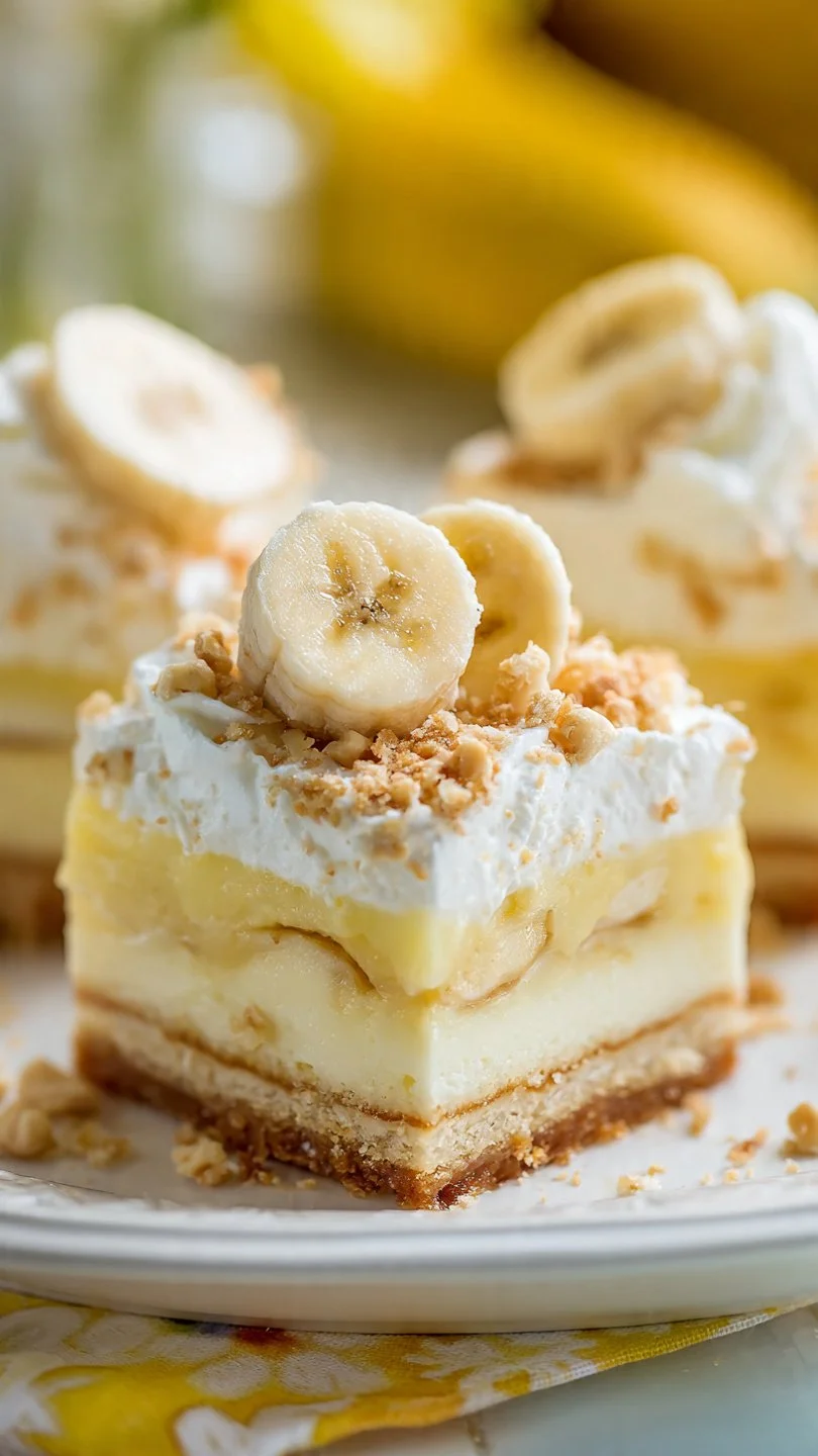 Delicious Banana Pudding Cheesecake Bars with layers of creamy goodness