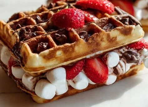 A delicious crispy waffle bomb, showcasing its golden texture and enticing filling.
