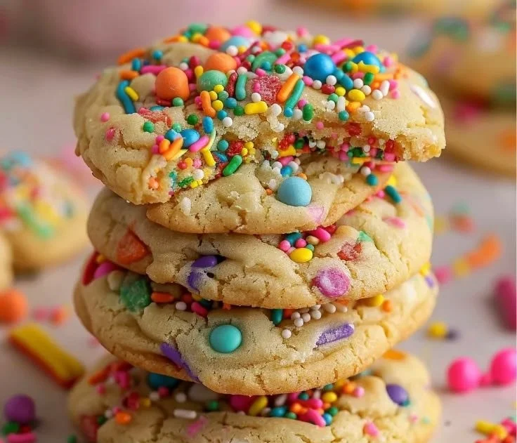 Colorful decorated Easter cookies in various shapes on a platter.