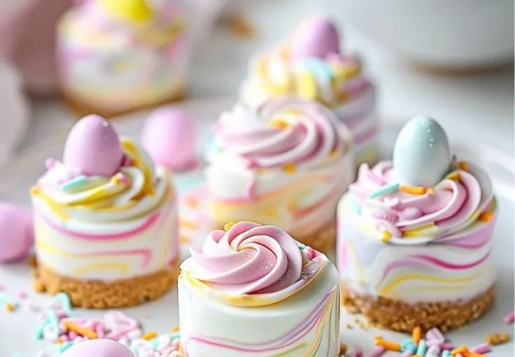 Easter No-Bake Mini Cheesecakes