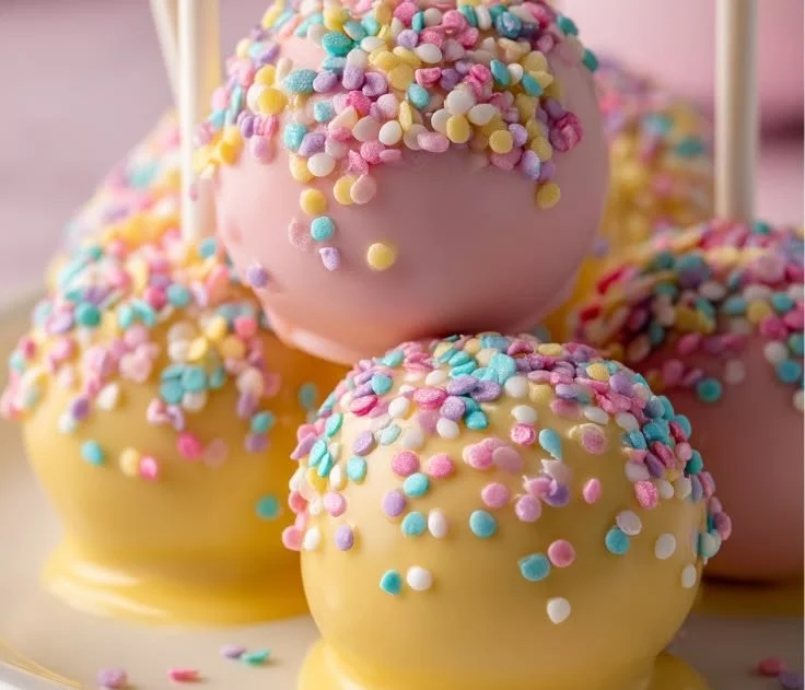 Colorful Easy Easter Funfetti Cake Pops decorated for the holiday.
