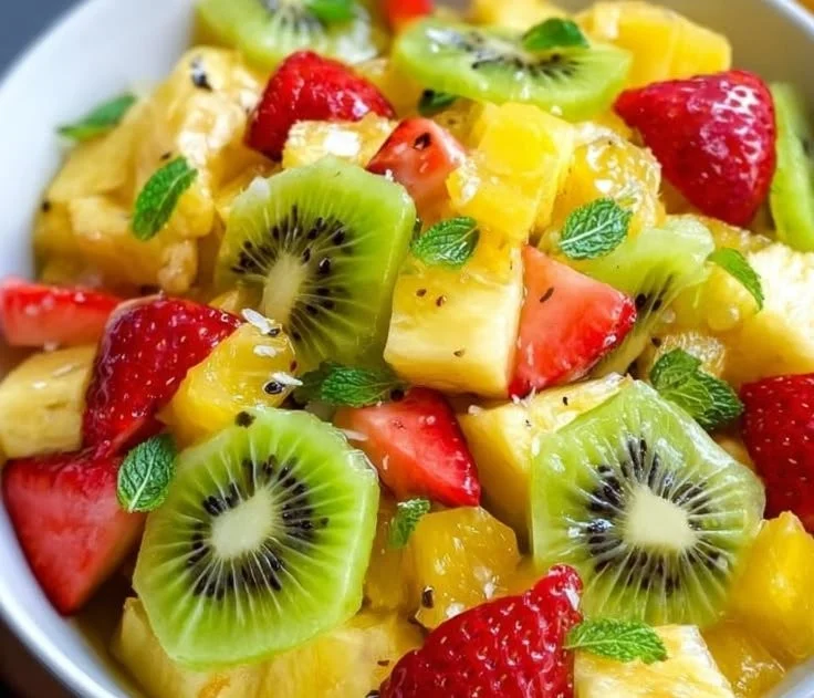 Fresh Pineapple Kiwi Salad with vibrant fruits and healthy ingredients