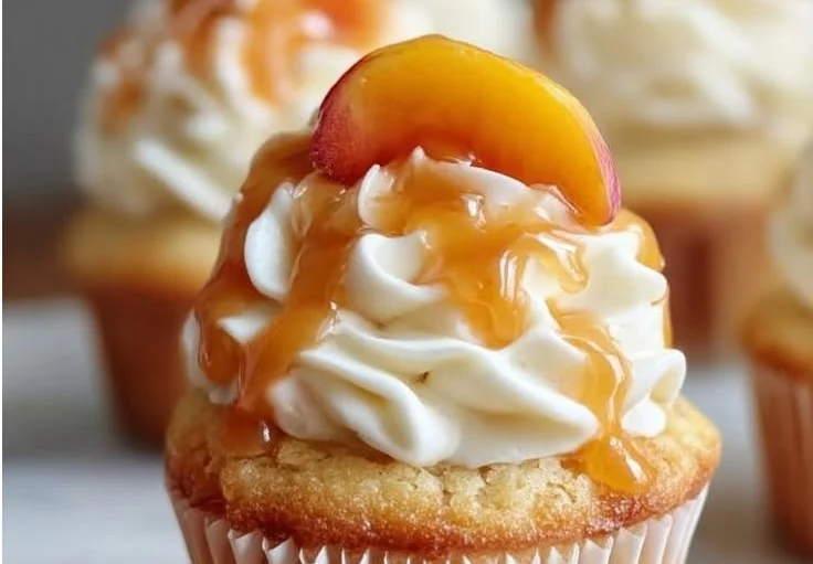 Honey Peach Cream Cheese Cupcakes