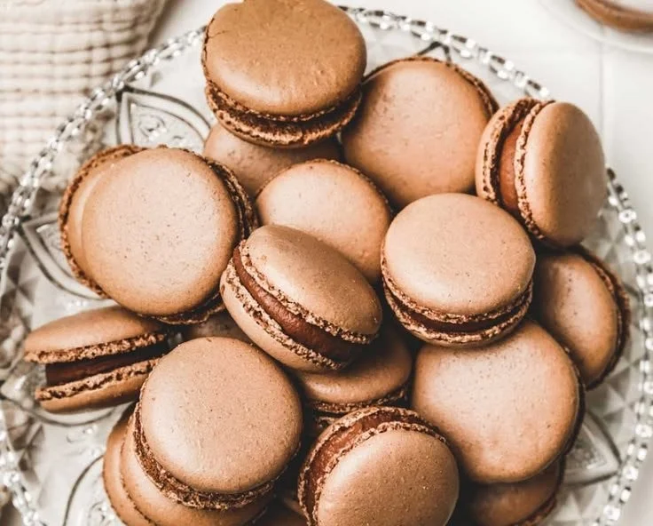 Colorful Italian macarons displayed on a white plate