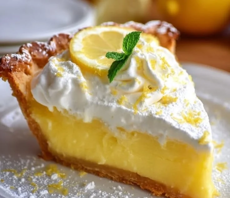 Joanna Gaines' delicious lemon pie with a vibrant yellow filling and crust.