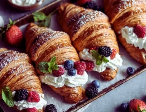 Layered Croissants with Cream Filling