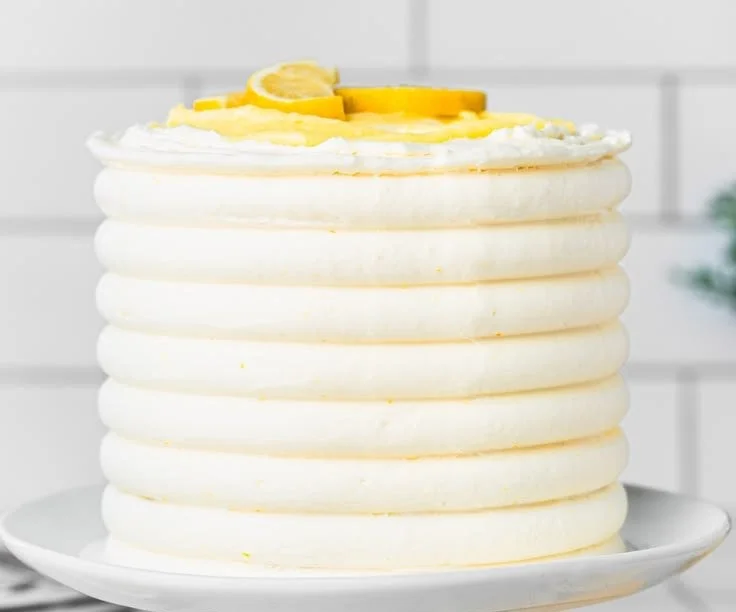 Delicious lemon frosting topping on a cake