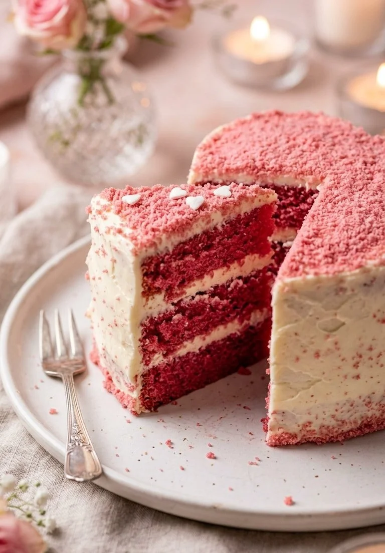 Pink Velvet Heart Cake