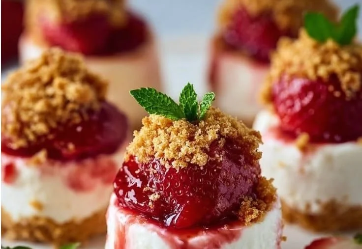 Strawberry Crunch Cheesecake Bites