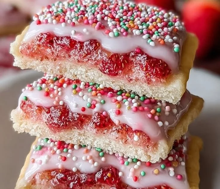 Delicious strawberry pop tart sugar cookies freshly baked with icing