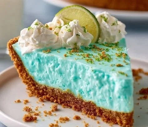 Delicious Taco Bell imitation Baja Blast Pie dessert slice on a plate
