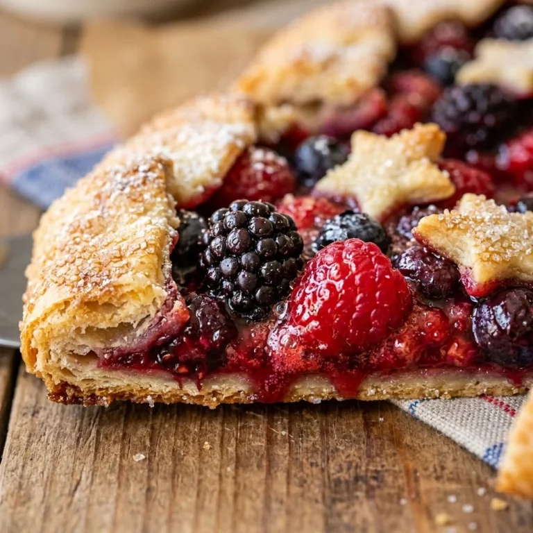 Delicious homemade Berry Galette decorated for July 4th celebration