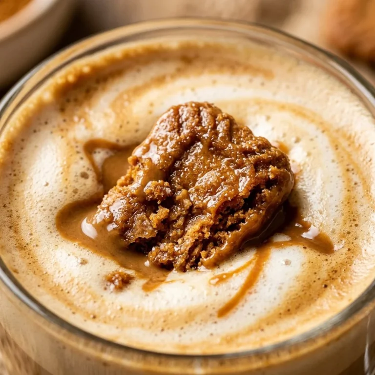 Delicious Biscoff Latte topped with whipped cream and sprinkled with Biscoff crumbs.