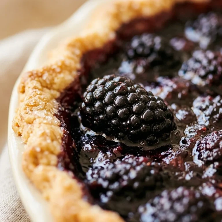 A freshly baked Classic Mulberry Pie with vibrant mulberries on top.