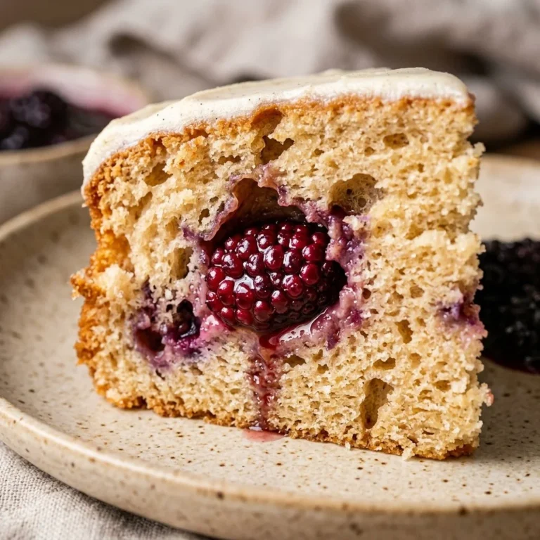 Classic Mulberry Sponge Cake topped with fresh mulberries