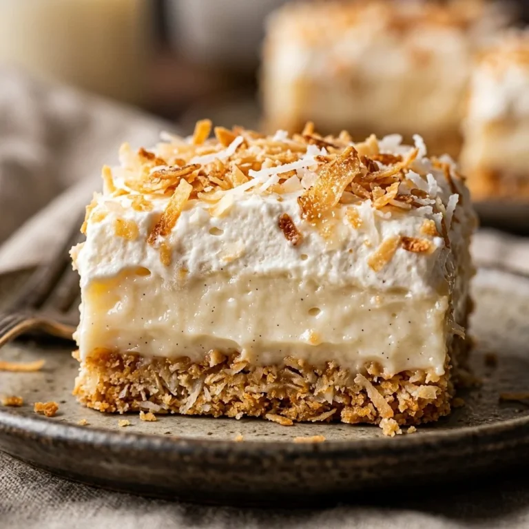 Delicious Coconut Cream Pie Bars ready to serve on a dessert platter.