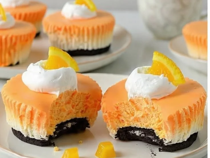 Deliciously creamy mini cheesecakes topped with fruits and whipped cream