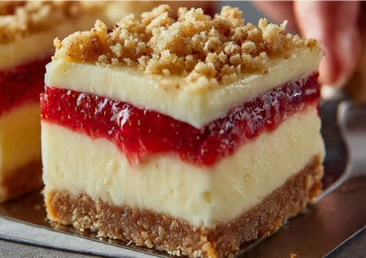 Strawberry Crunch Cheesecake Bars