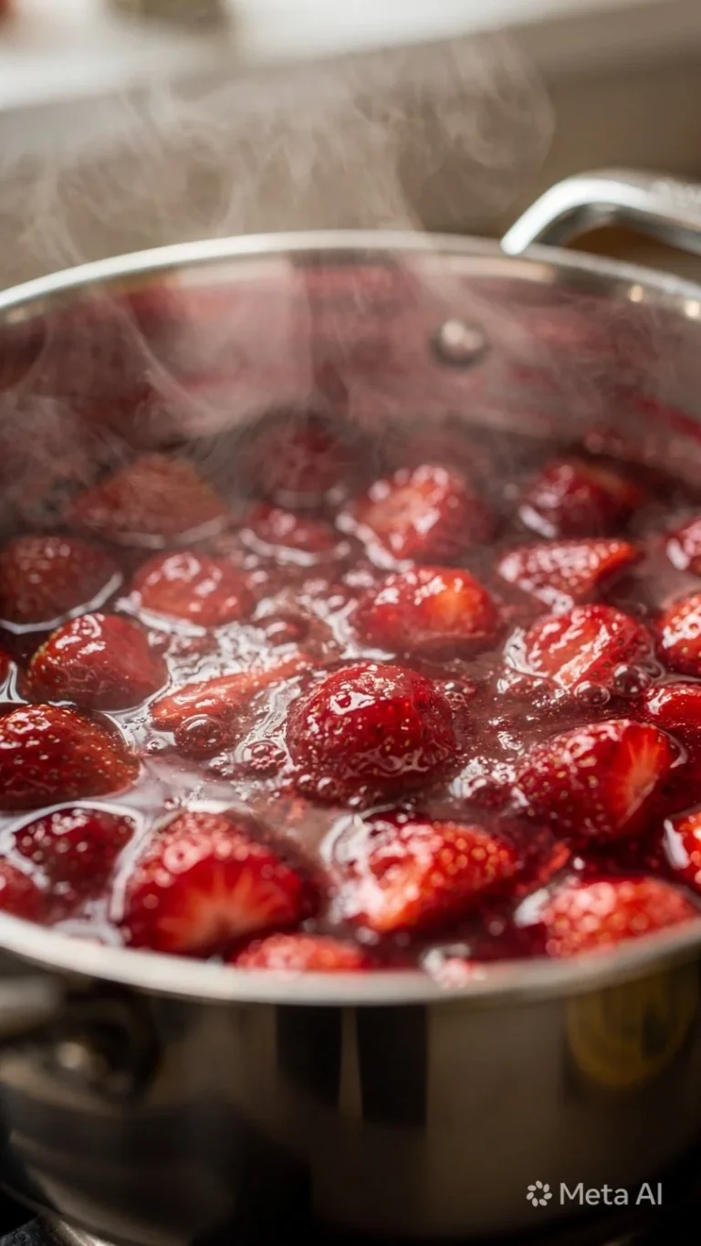 Homemade fast strawberry rhubarb jam recipe without pectin