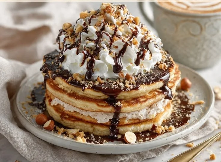 Fluffy Chocolate Hazelnut Pancakes
