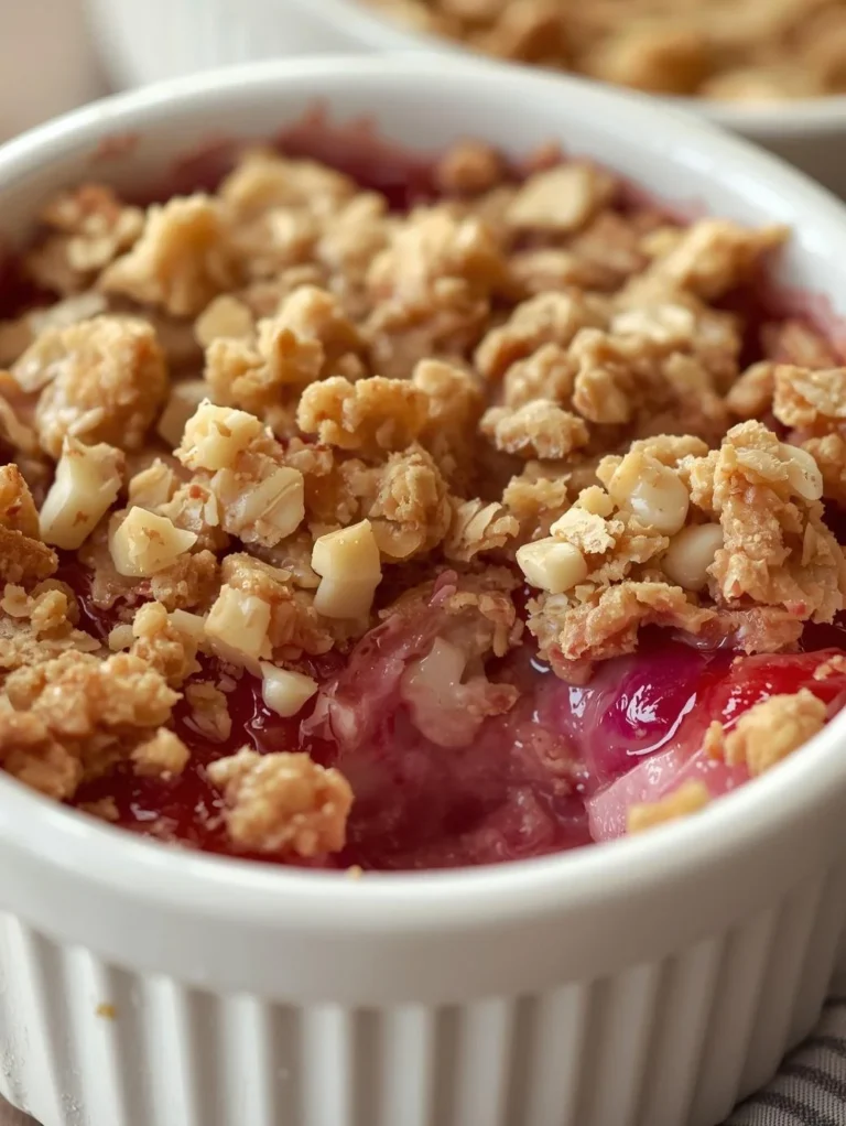 Delicious gluten-free strawberry rhubarb crumble baked to perfection