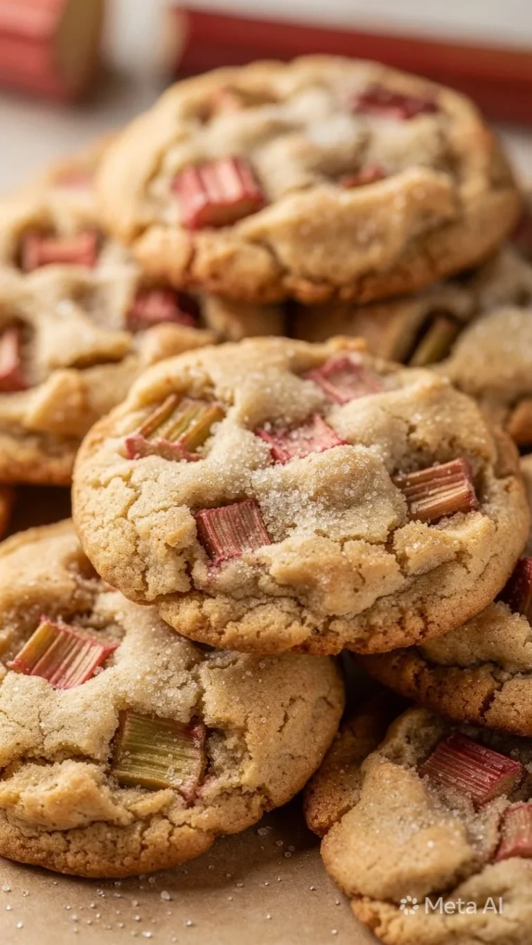 Delicious rhubarb cookies on a rustic wooden table