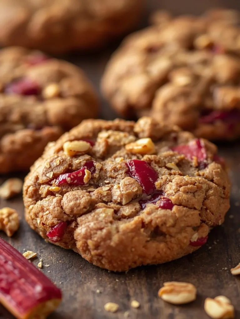 Delicious healthy rhubarb breakfast cookies on a plate