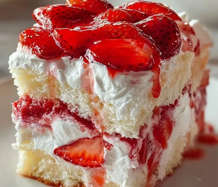 Heaven on Earth Cake, a decadent dessert with layers of cream and fruit.