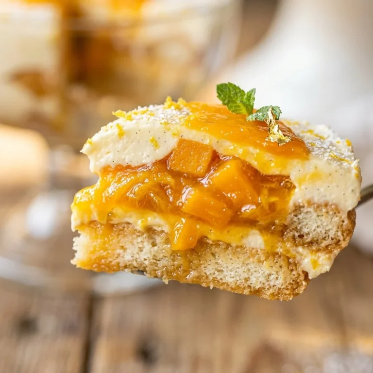Delicious Mango Tiramisu served on a plate with fresh mango slices