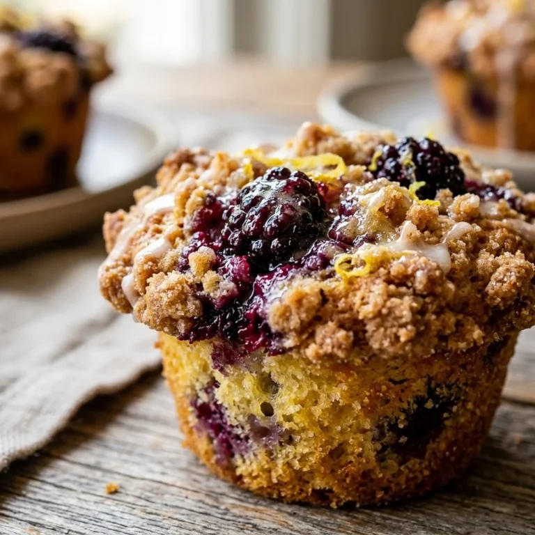 Delicious Mulberry Lemon Muffins topped with streusel