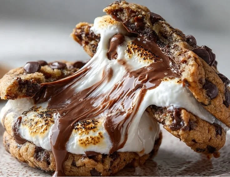 Delicious Nutella marshmallow cookies fresh from the oven.